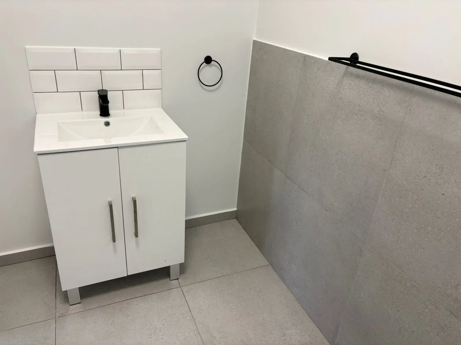 Modern bathroom basin and shower finishes