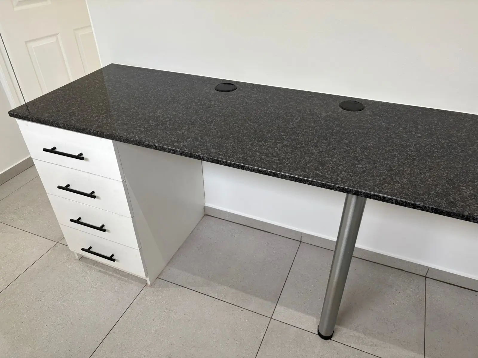 Completed fitted study desk and storage