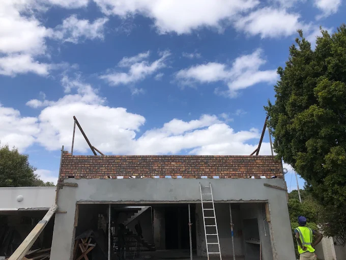 MMP Construct team member on site during the roof stage
